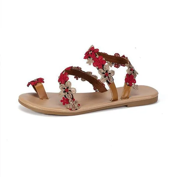 Women's Bohemian Floral Resort Flat Beach Sandals 30634687S