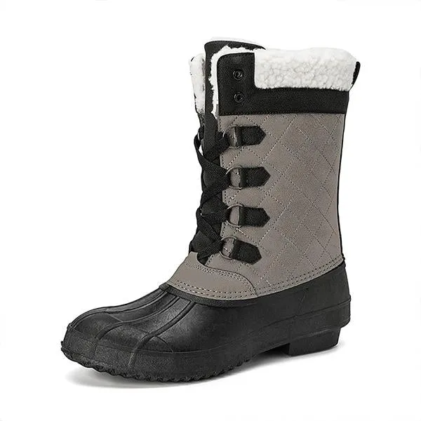 Women's Casual Lace-up Waterproof Mid-calf Cotton Boots 52127572S