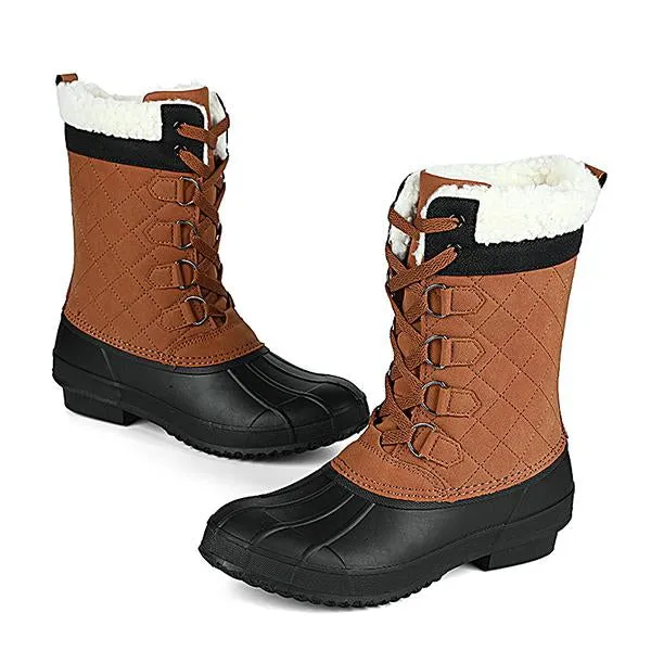 Women's Casual Lace-up Waterproof Mid-calf Cotton Boots 52127572S