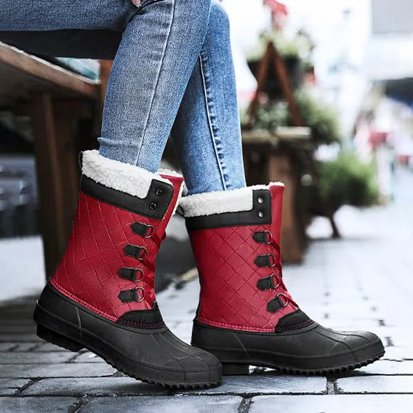 Women's Casual Lace-up Waterproof Mid-calf Cotton Boots 52127572S