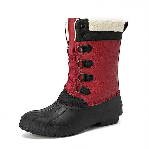 Women's Casual Lace-up Waterproof Mid-calf Cotton Boots 52127572S