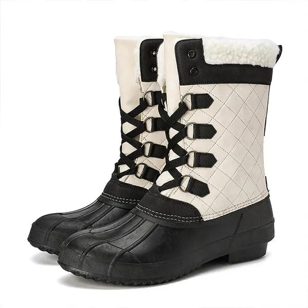 Women's Casual Lace-up Waterproof Mid-calf Cotton Boots 52127572S