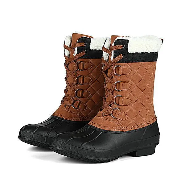 Women's Casual Lace-up Waterproof Mid-calf Cotton Boots 52127572S