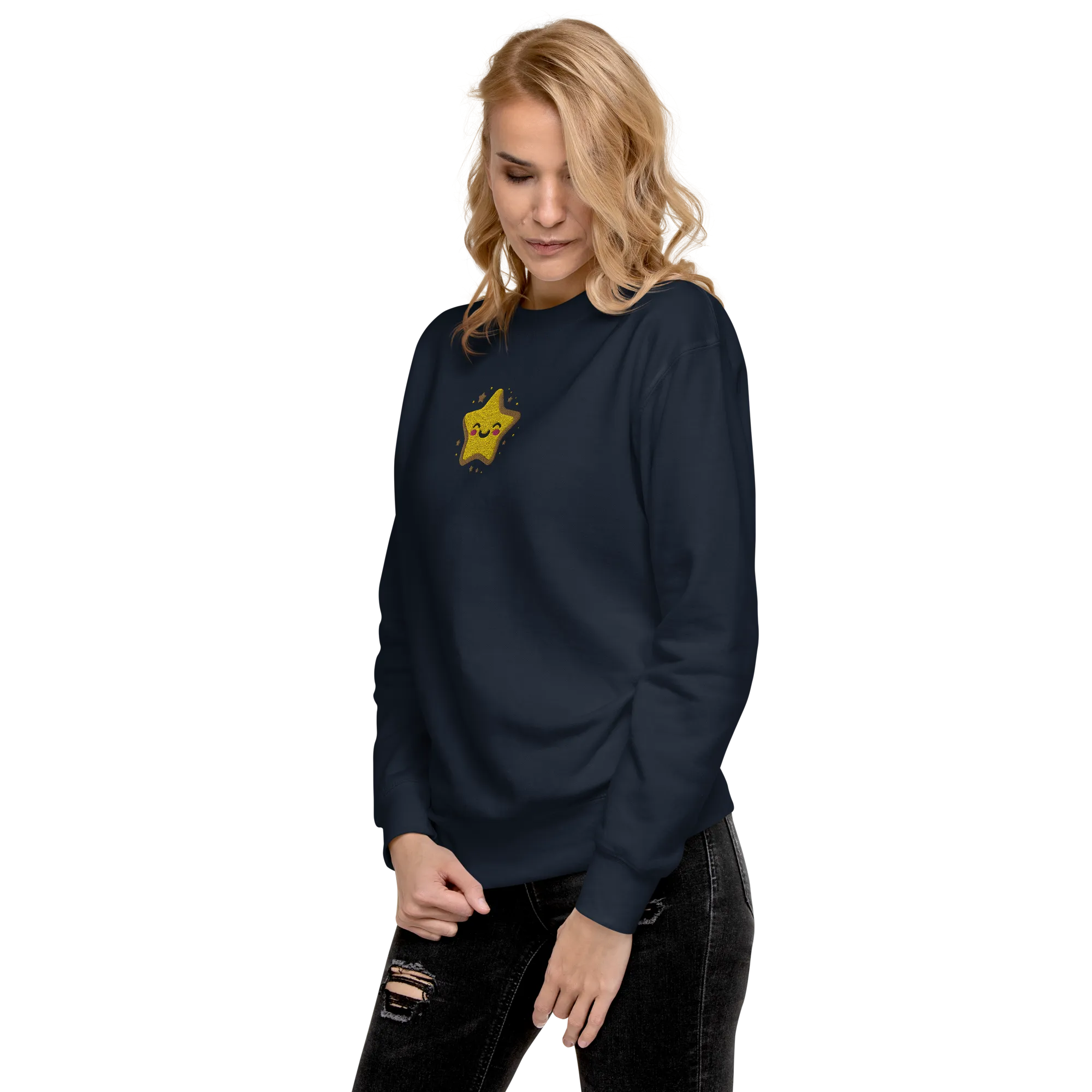 Women's Embroidered Smiling Star Graphic Sweatshirt