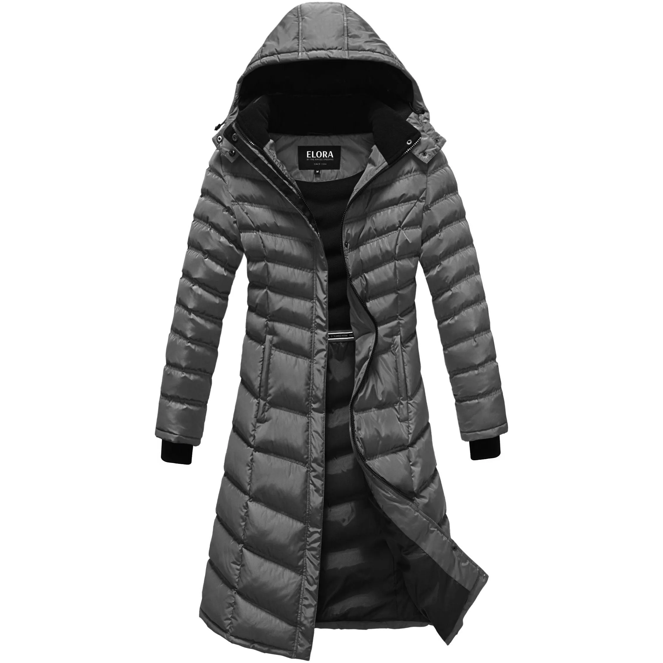 Women's Maxi Coat - Water-Resistant, Polar Fleece Lined, and Detachable Hood