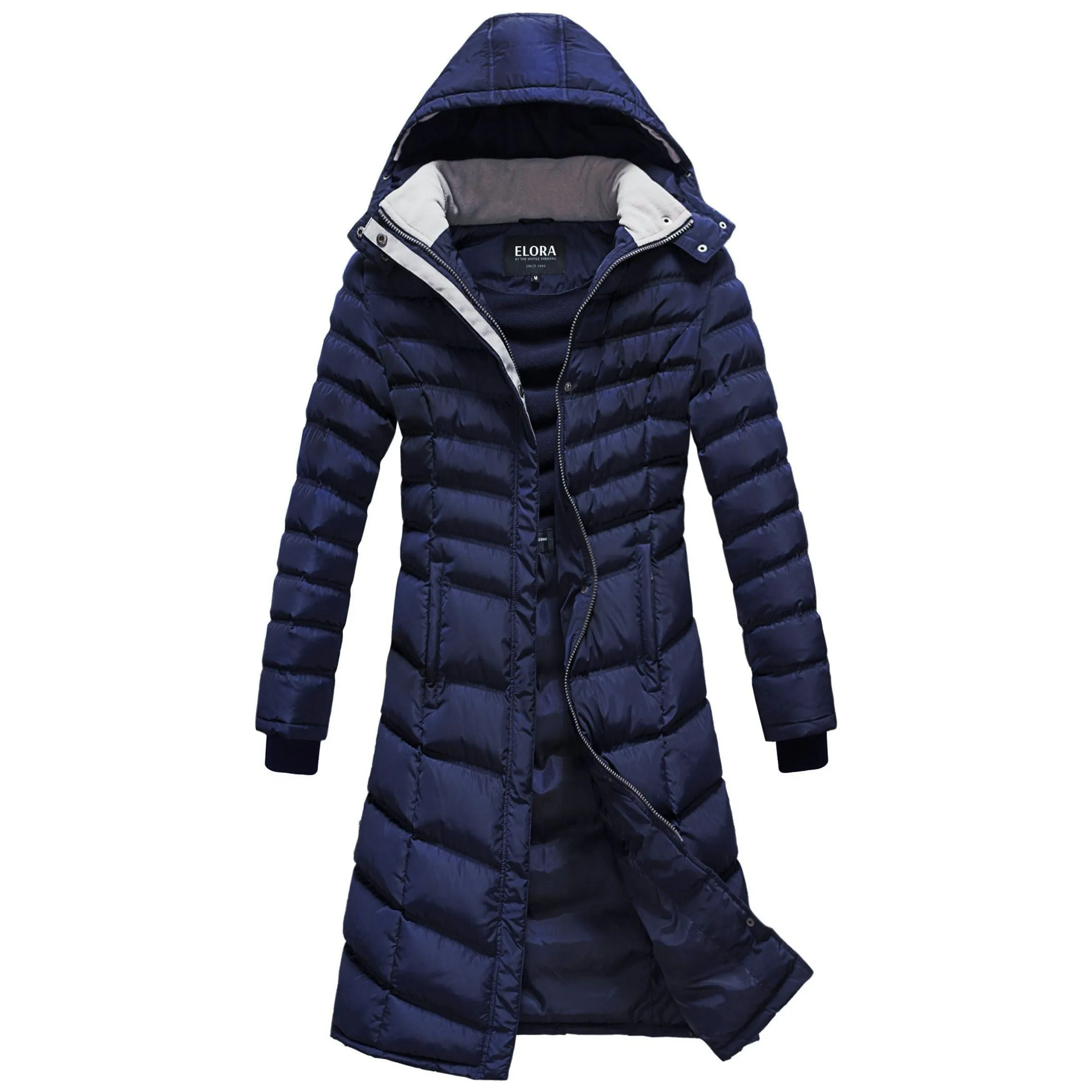 Women's Maxi Coat - Water-Resistant, Polar Fleece Lined, and Detachable Hood