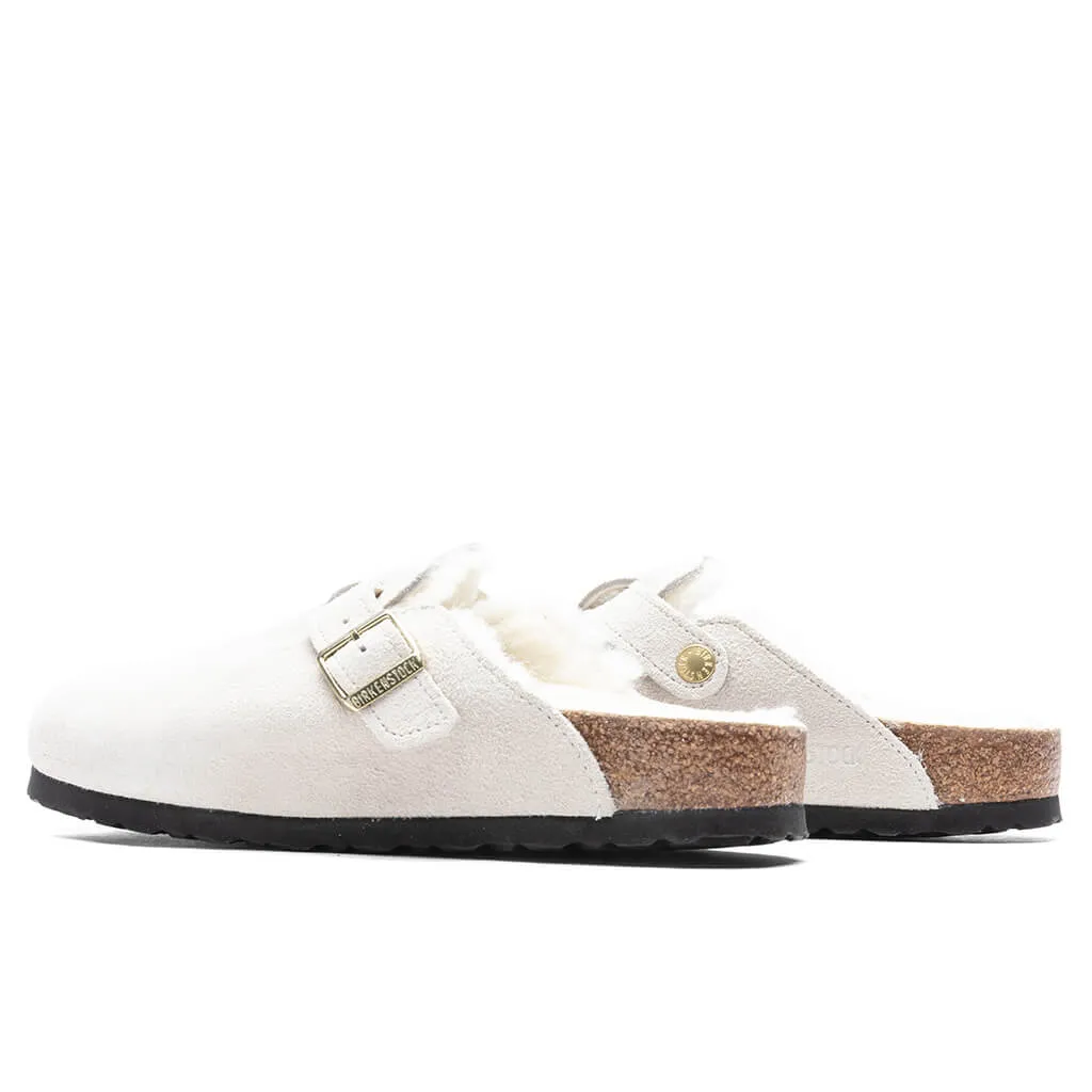 Women's Narrow Boston Shearling Suede - Antique White