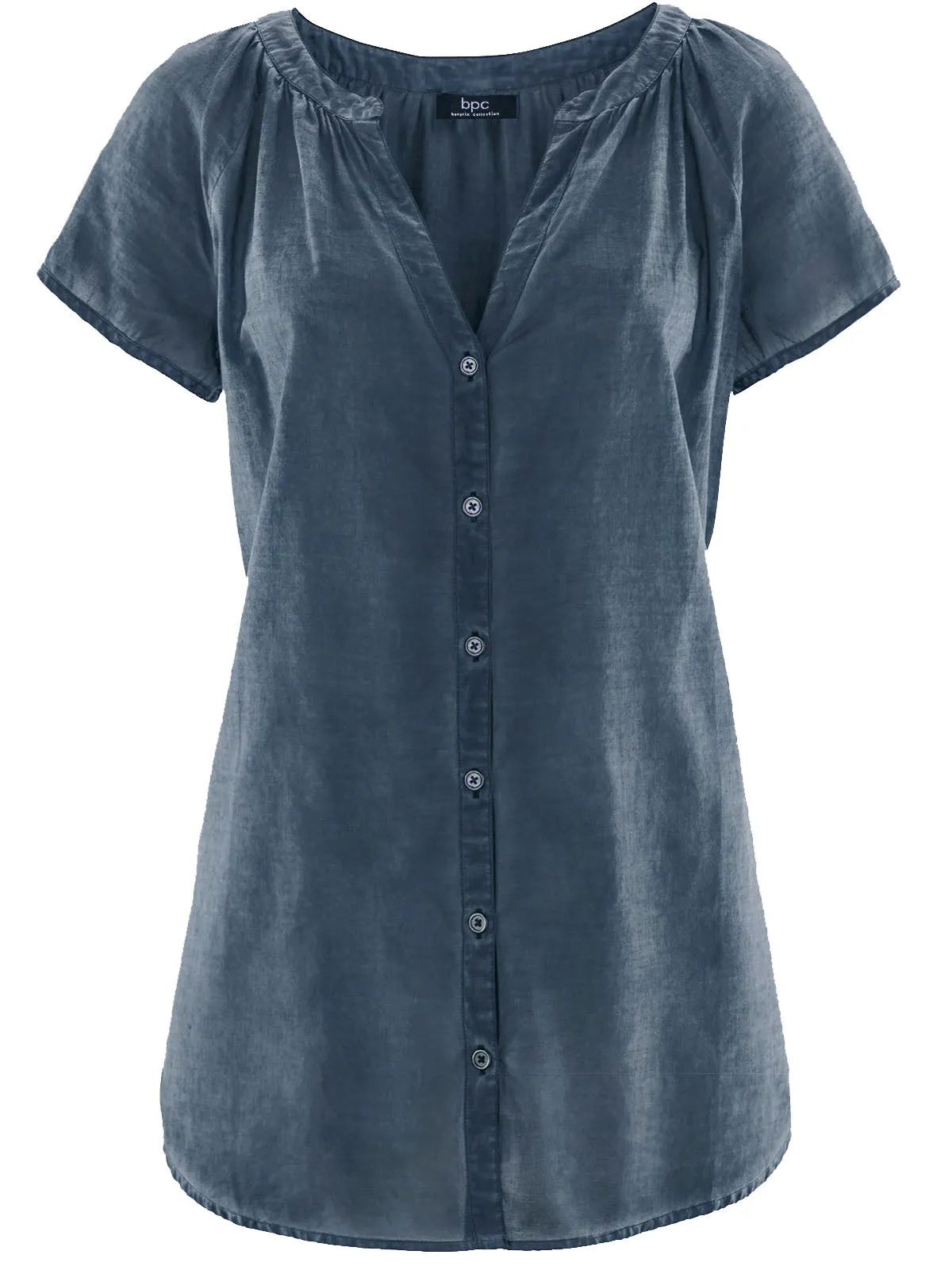 Women's Pure Cotton V-Neck Button-Down Top