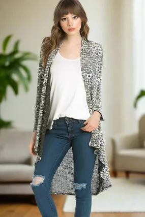 Womens Striped Long Cardigan Gray/Black Sizes S/M/L