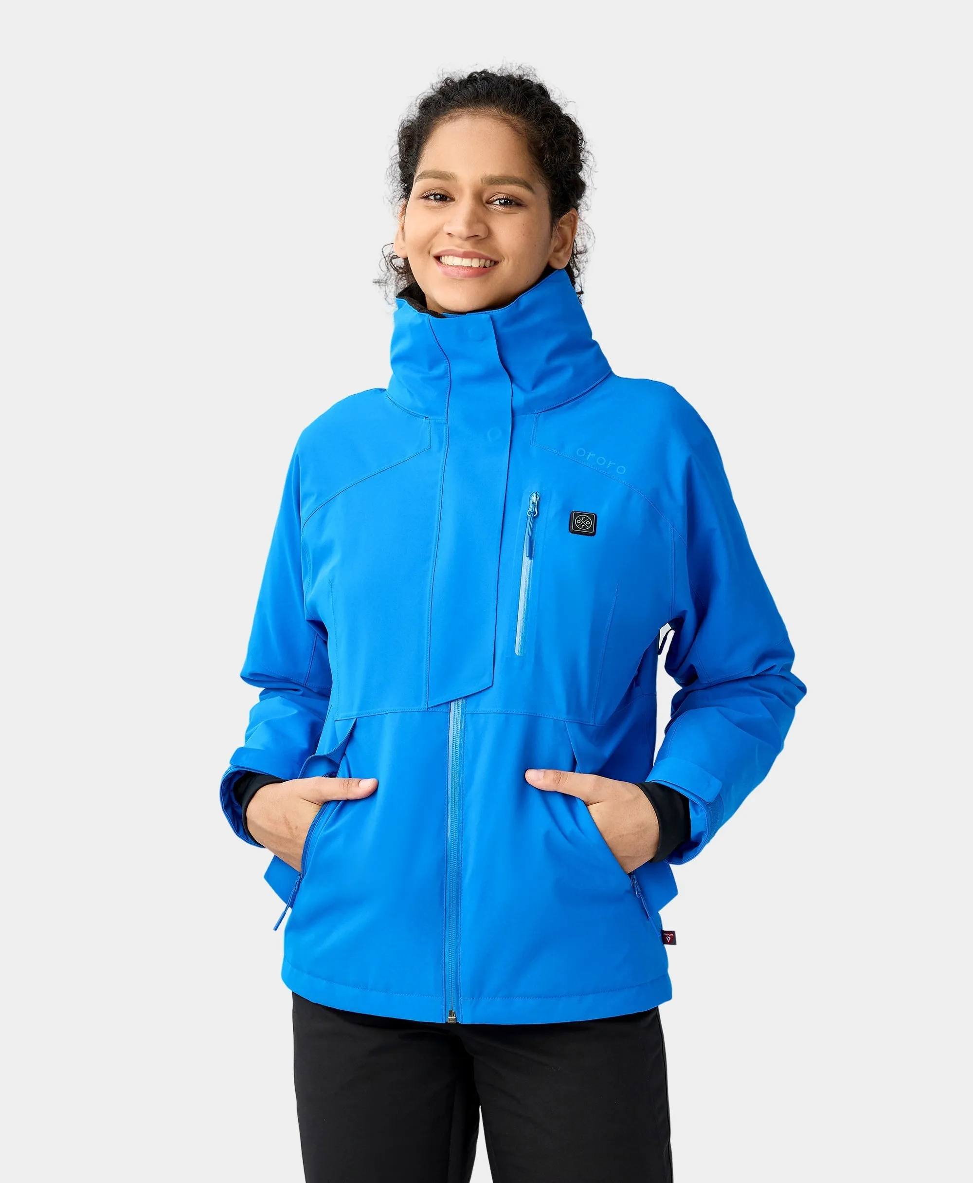 Women's Waterproof Heated Ski Jacket - Black/Blue (Apparel Only)